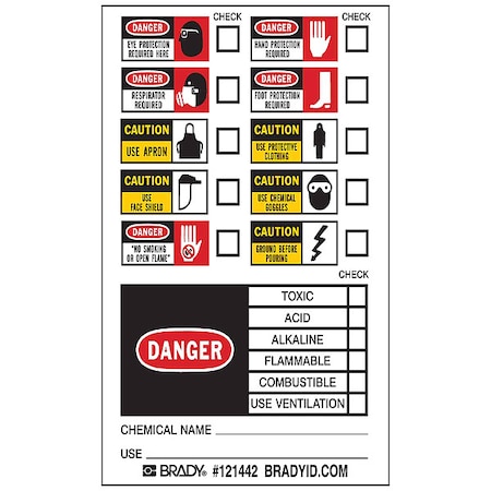 Label, 5 in Height, 3 in Width MPN:121442