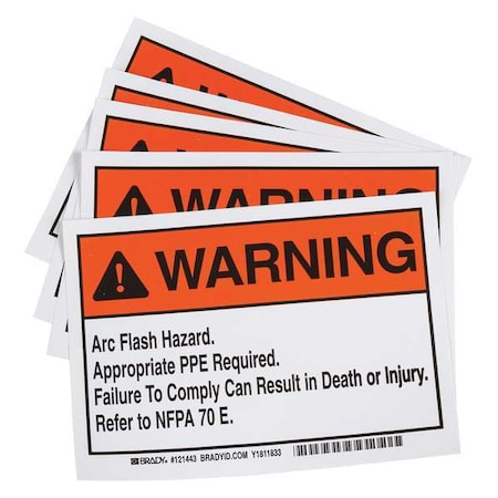 Machine/Equipment Label, 5 in Height, 7 in Width, Vinyl, Horizontal Rectangle, English MPN:121443