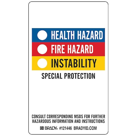 Label, Hazardous, Write on, Vinyl, 3 in W, 5 in H MPN:121446