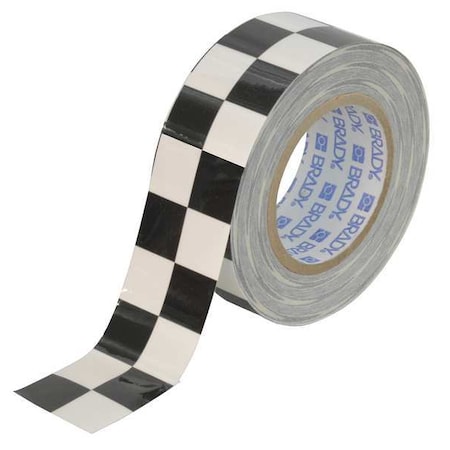 Floor Marking Tape, Polyester, No Legend, Black, White, 2 in W., 8 mil Thickness MPN:121913