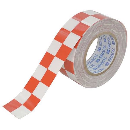 Floor Marking Tape, Polyester, Checkered, Red, White, 2 in W., 8 mil Thickness MPN:121916