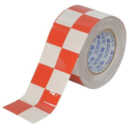 Floor Marking Tape, Polyester, Checkered, Red, White, 3 in W., 8 mil Thickness MPN:121917