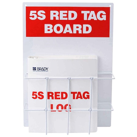 Red Tag Binder Station, 5S Red Tag, Polycarbonate Backboard with Wire Rack, 14 in H x 20 in W MPN:122053