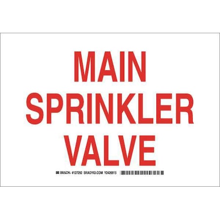 Fire Sprinkler Sign, 7 in Height, 10 in Width, Aluminum, Rectangle, English MPN:127290