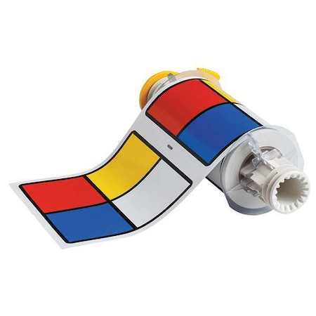 Label, Red/Yellow/Blue/White, Labels/Roll: 95 MPN:130810