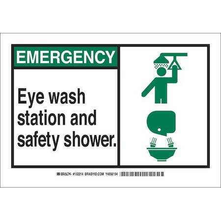 Emergency Eye Wash Station and Safety Shower, 10 in x 14 in, Rectangle, Aluminum, 132217 MPN:132217