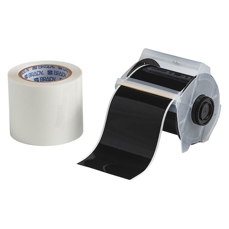 Continuous Label Roll, Polyester, Solid, Black, Clear, 4 in W., 2 mil Thickness MPN:142160
