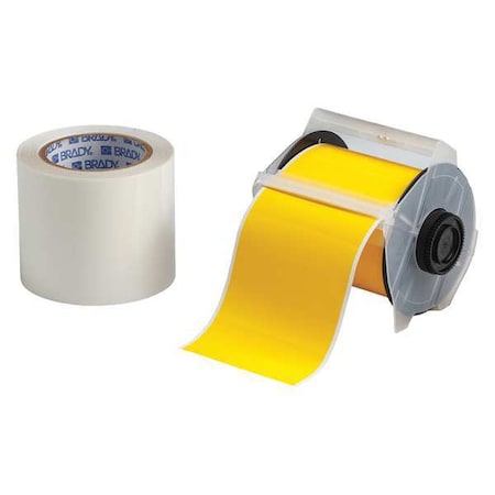 Continuous Label Roll, Polyester, Solid, Clear, Yellow, 4 in W., 2 mil Thickness MPN:142164