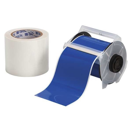 Continuous Label Roll, Polyester, Solid, Blue, Clear, 4 in W., 2 mil Thickness MPN:142170
