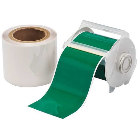 Continuous Label Roll, Polyester, Solid, Clear, Green, 4 in W., 2 mil Thickness MPN:142173