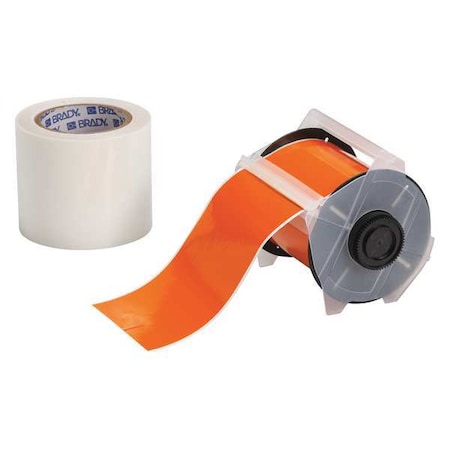 Continuous Label Roll, Polyester, No Legend, Clear, Orange, 4 in W., 2 mil Thickness MPN:142176