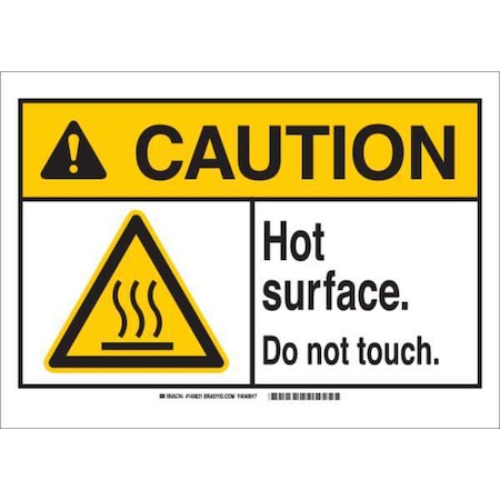 Caution Sign, 3 1/2 in H, 5 in W, Polyester, Rectangle, English, 143816 MPN:143816