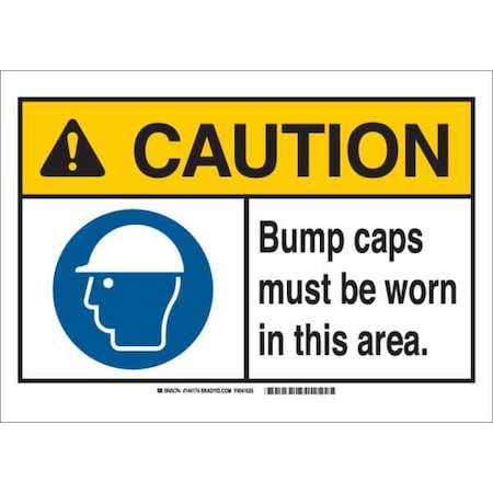 Caution Sign, 7 in Height, 10 in Width, Plastic, Rectangle, English MPN:144173