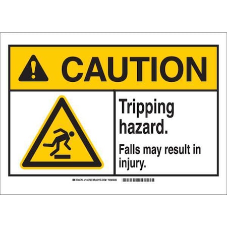 Caution Sign, 10 in H, 14 in W, Plastic, Rectangle, English, 144767 MPN:144767