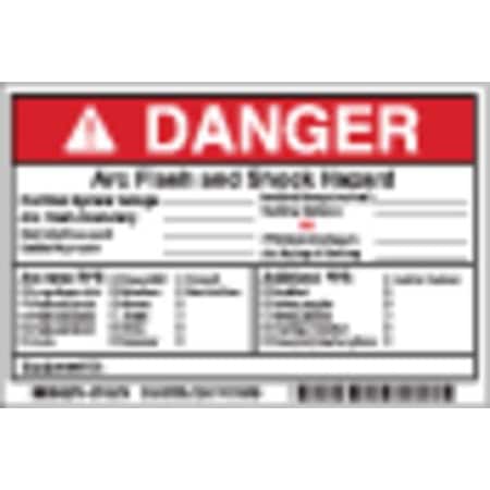Label, 4in.Hx, 6in.W, Danger Arc Flash, PK5 MPN:145974
