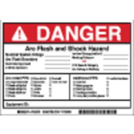 Label, 5in.Hx, 7in.W, Danger Arc Flash, PK5 MPN:145975