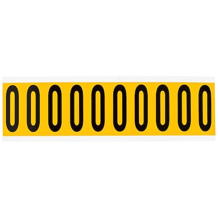 Number Label, 0, 2-1/4in.Hx7/8in.W, Vinyl MPN:1534-0
