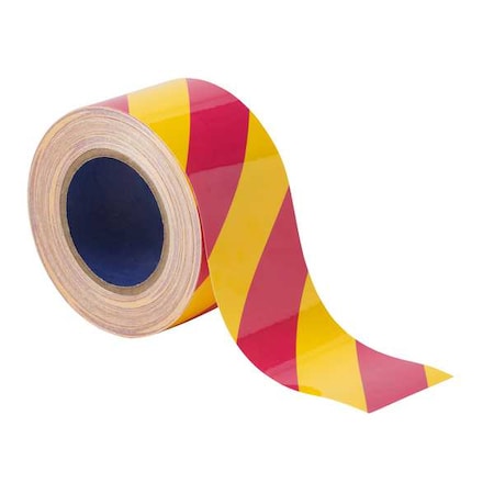 Floor Marking Tape, Polyester, No Legend, Magenta; Yellow, 3 in W., 8 mil Thickness MPN:170001