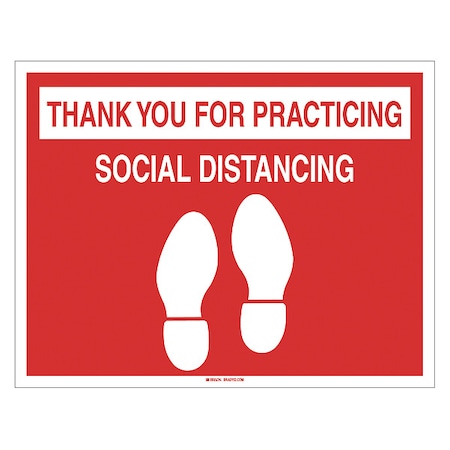Social Distancing Floor Sign, 14 in H, 18 in W, Vinyl, English, 170260 MPN:170260