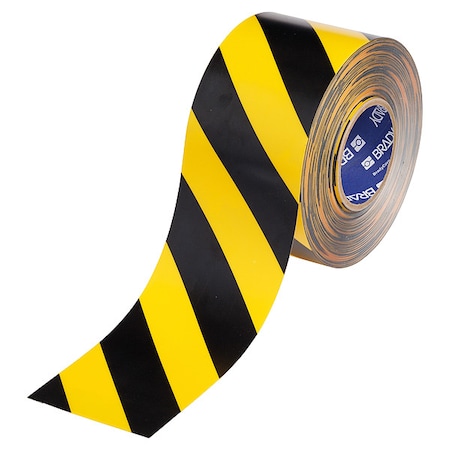 Floor Marking Tape, Black/Ylw, 4