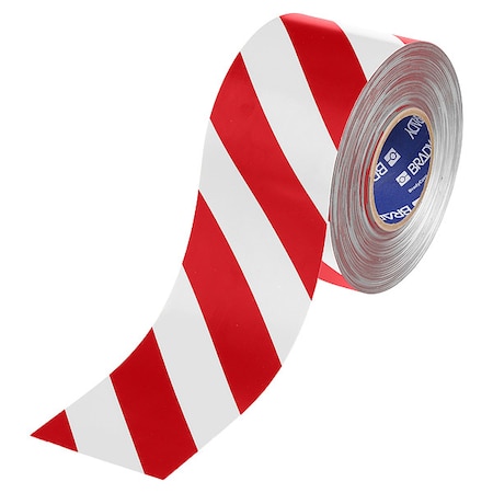 Floor Marking Tape, Red/White, 4