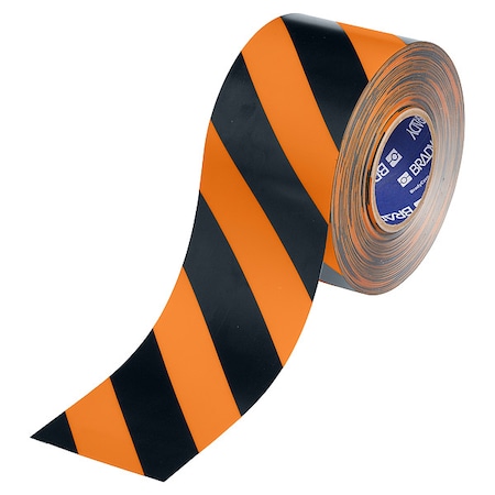 Floor Marking Tape, Black/Orng, 4