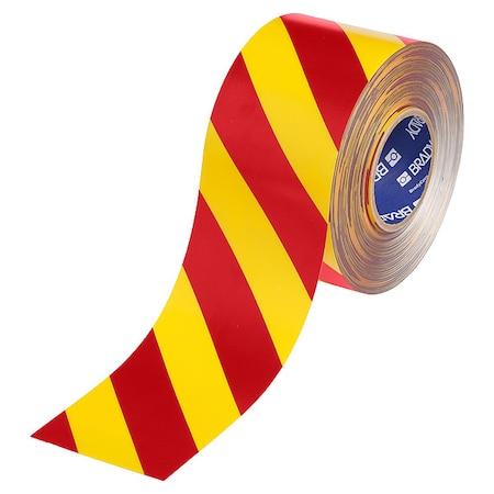 Floor Marking Tape, Red/Ylw, 4