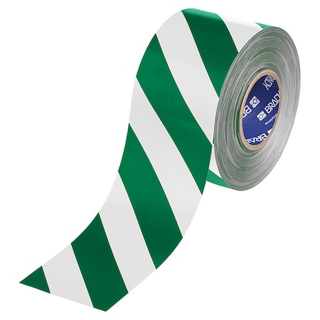 Floor Marking Tape, Green/White, 4