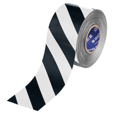 Floor Marking Tape, Black/White, 4