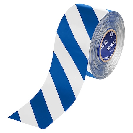 Floor Marking Tape, Blue/White, 4