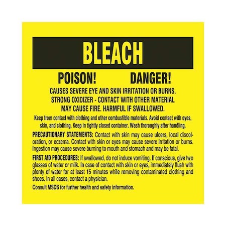 Label, Bleach, Paper, 10 in W, 7 in H MPN:20207RLS