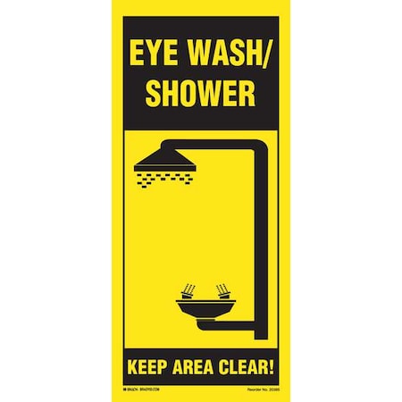 Eye Wash/ShowerKeep Area Clear, 18 in x 8 in, Rectangle, Plastic, 20395LS MPN:20395LS
