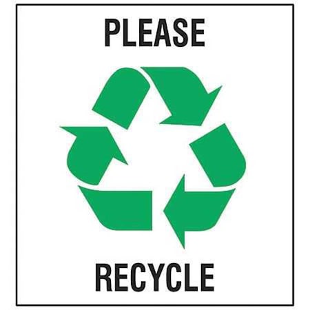 Recycle Label, 10 in x 10 in, Vinyl, PK5 MPN:20642LFLS