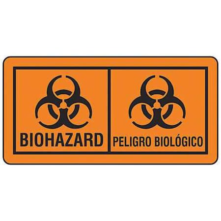 Bilingual Biohazard Label, Biohazard, Paper, 4 in W, 2 in H MPN:22348LS
