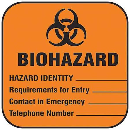 Biohazard Label, Biohazard, Paper, 4 in W, 2 in H MPN:22350LS