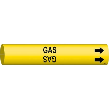 Pipe Marker, Gas, Yellow, 3/4 to 1-3/8 In MPN:4067-A