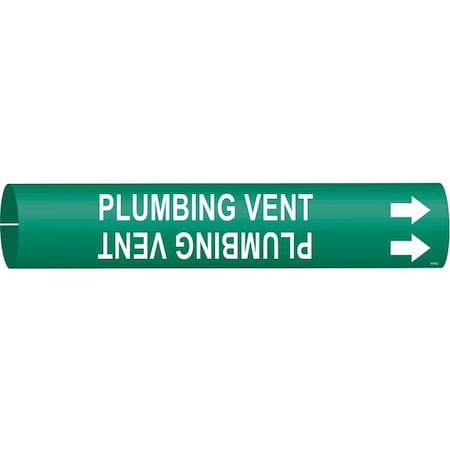 Pipe Marker, Plumbing Vent, Grn, 4 to 6 In MPN:4110-D