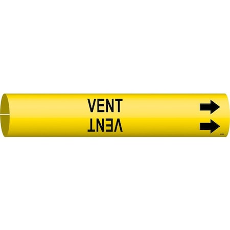 Pipe Marker, Vent, Yellow, 3/4 to 1-3/8 In MPN:4148-A