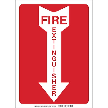 Fire Extinguisher Sign, 10 in Height, 7 in Width, Aluminum, Rectangle, English MPN:43295