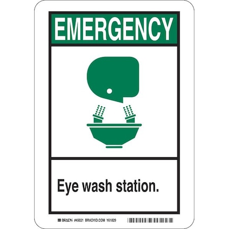 Emergency Eye Wash Station., 10 in x 7 in, Rectangle, Plastic, 45089 MPN:45089