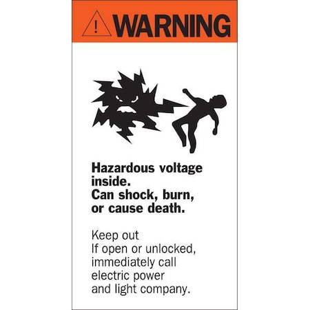 Hazardous Voltage Label, 8 in x 4 1/2 in MPN:46346