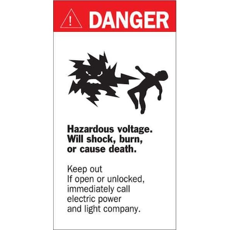 Hazardous Voltage Label, 8in x 4.5in MPN:46347