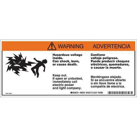 Warning Labels, 4-1/2inHx10-3/4inW, Tape, 46348 MPN:46348