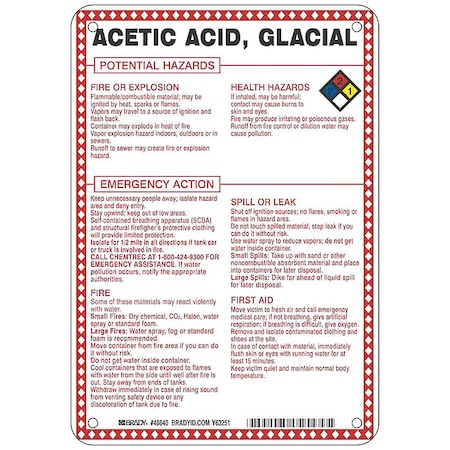 Chemical Sign, 10 in Height, 7 in Width, Rectangle MPN:48840