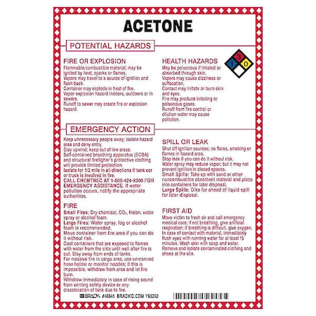 Chemical Sign, 10 in Height, 7 in Width, Rectangle MPN:48841