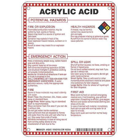 Chemical Sign, 10 in Height, 7 in Width, Rectangle MPN:48843