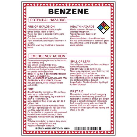 Chemical Sign, 10 in Height, 7 in Width, Rectangle MPN:48848