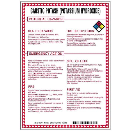 Chemical Sign, 10 in Height, 7 in Width, Rectangle MPN:48857