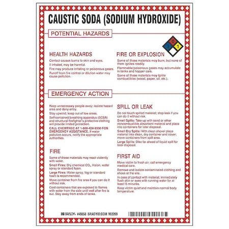 Chemical Sign, 10 in Height, 7 in Width, Rectangle MPN:48858