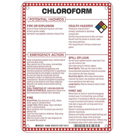 Chemical Sign, 10 in Height, 7 in Width, Rectangle MPN:48860
